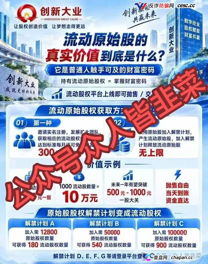 紧急预警｜“创新大业”：你的“流动股权”，是操盘手逃跑的倒计时